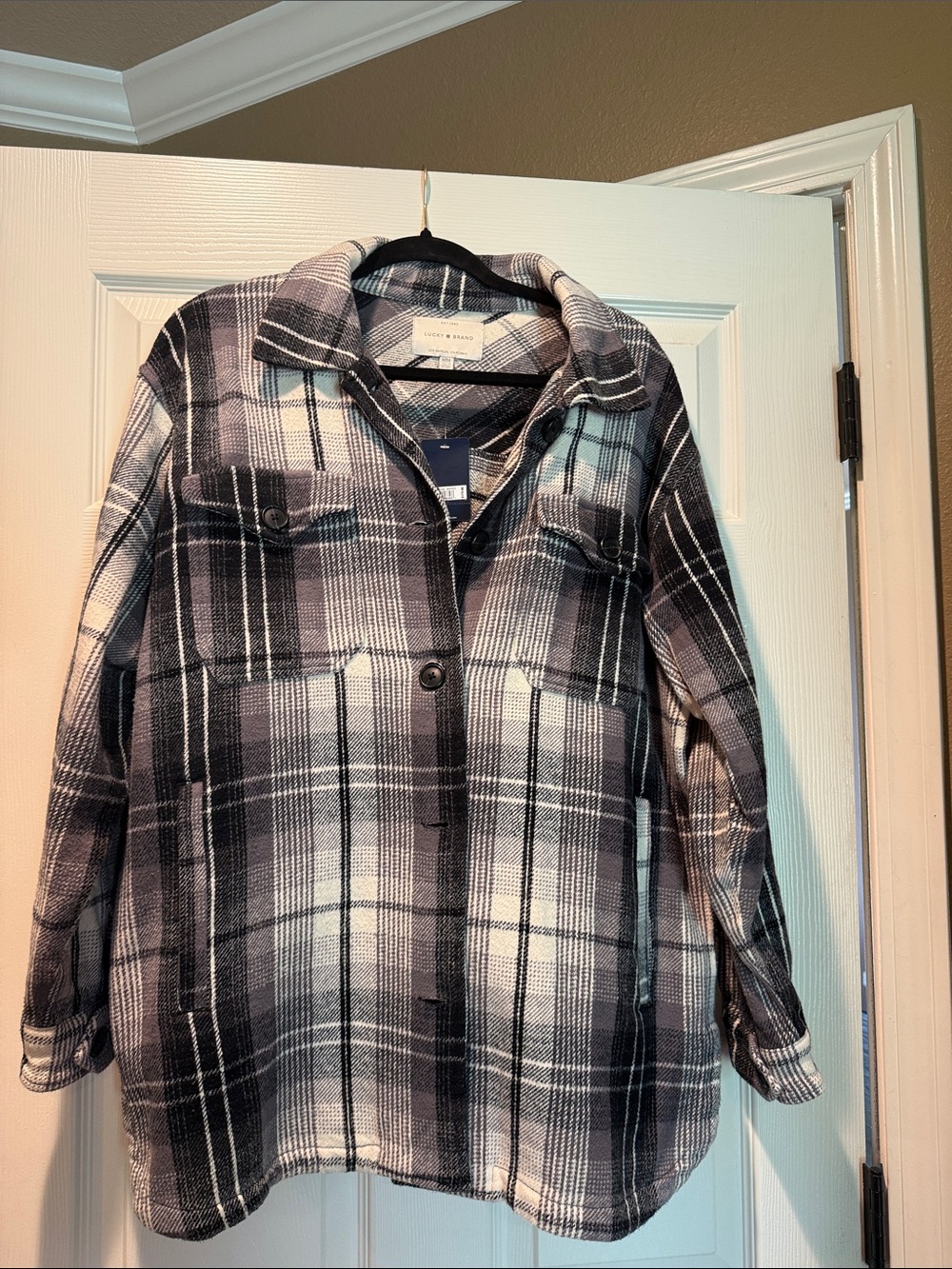 Lucky Brand Black & White Plaid Shacket